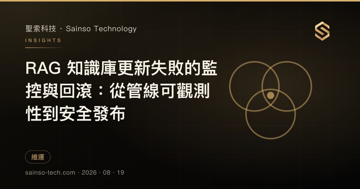 RAG 知識庫更新失敗的監控與回滾：從管線可觀測性到安全發布